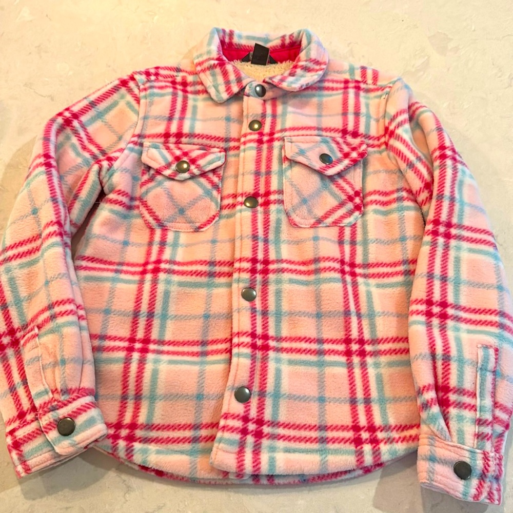 Eddie Bauer Pink Plaid Shacket Size 7-8